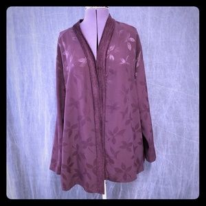 Coldwater Creek deep plum jacquard kimono jacket